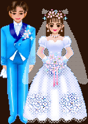 Pan Młody w niebieskim garniturze